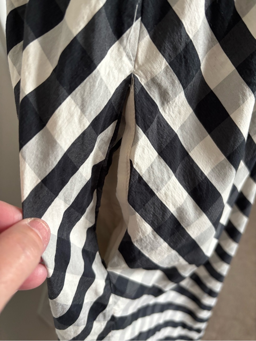 Tanya Taylor Black and White Gingham V-Neck Midi Dress - Picture 6 of 9